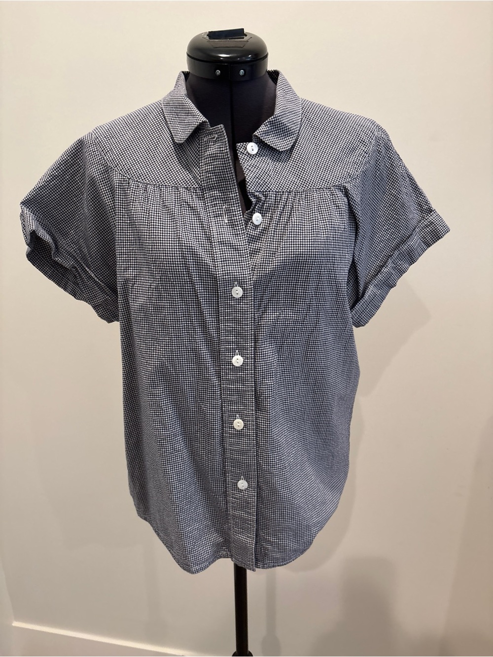 A.P.C. Short-Sleeve Button-Down Gingham Shirt - Blue/White